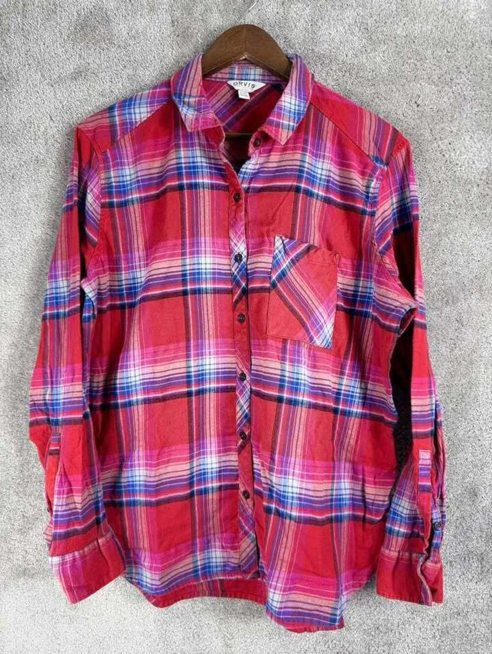 Orvis Classic Collection Blue & Red Flannel Shirt Women’s XL